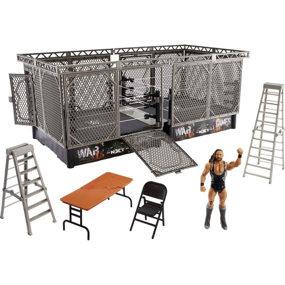 Playset Mattel WWE NXT TakeOver War Games com 2 anéis e boneco