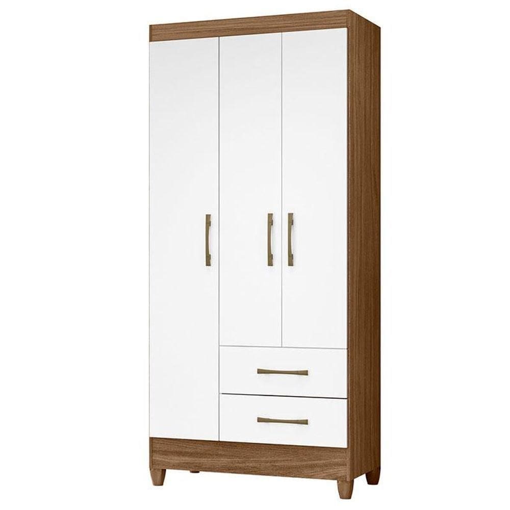 Guarda Roupa Solteiro Lima 3 Portas Naturale Branco - Moval