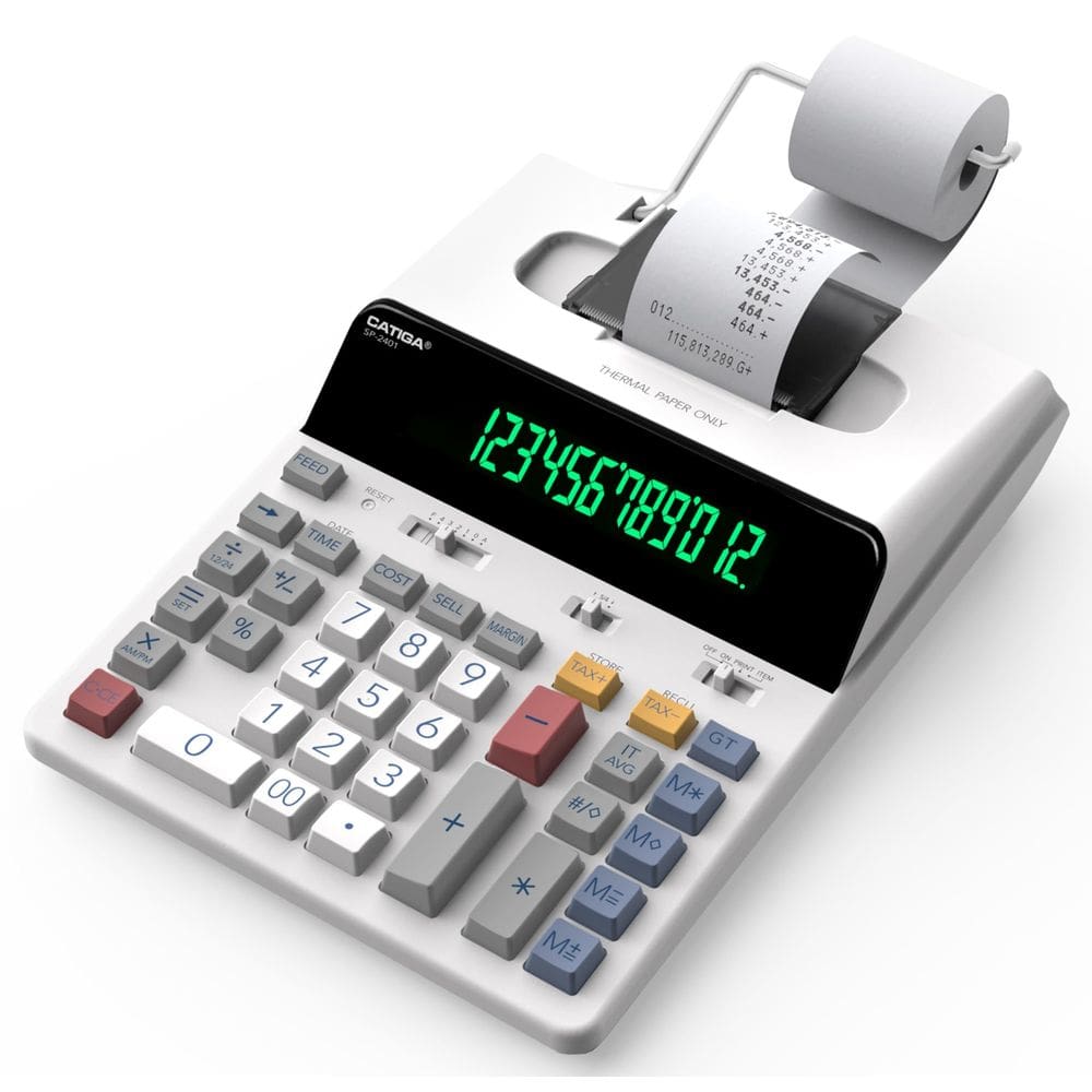 Calculadora de impressão CATIGA SP-2401 12 dígitos sem tinta