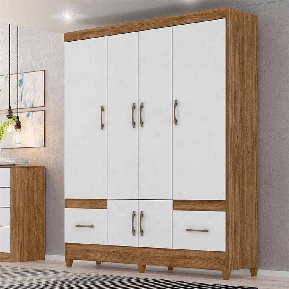 Guarda Roupa Casal Ambiente Ms912 6 Portas Naturale Branco - Moval