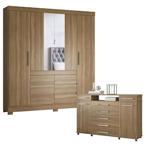 Cômoda London E Guarda Roupa Casal Cádis Amêndola Touch - Demóbile