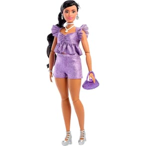 Boneca moderna Barbie Deluxe Style #8 Roupa roxa metálica