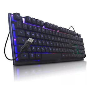 Teclado Gamer Iluminação LED RGB com Fio USB Teclas Macias