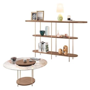 Aparador Infinity E Mesa De Centro Sky Com Tampo De Vidro Castanho - Hb Móveis