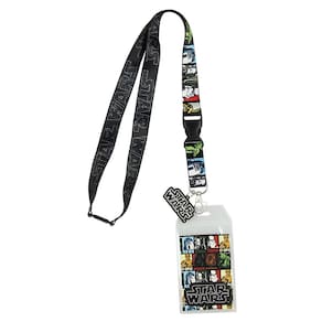 Porta-chaves com cordão para identificação de vários personagens de Star Wars