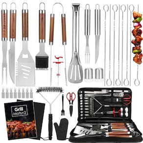 Conjunto de acessórios para grelhar Yoehka BBQ 34 unidades com tapetes e luvas