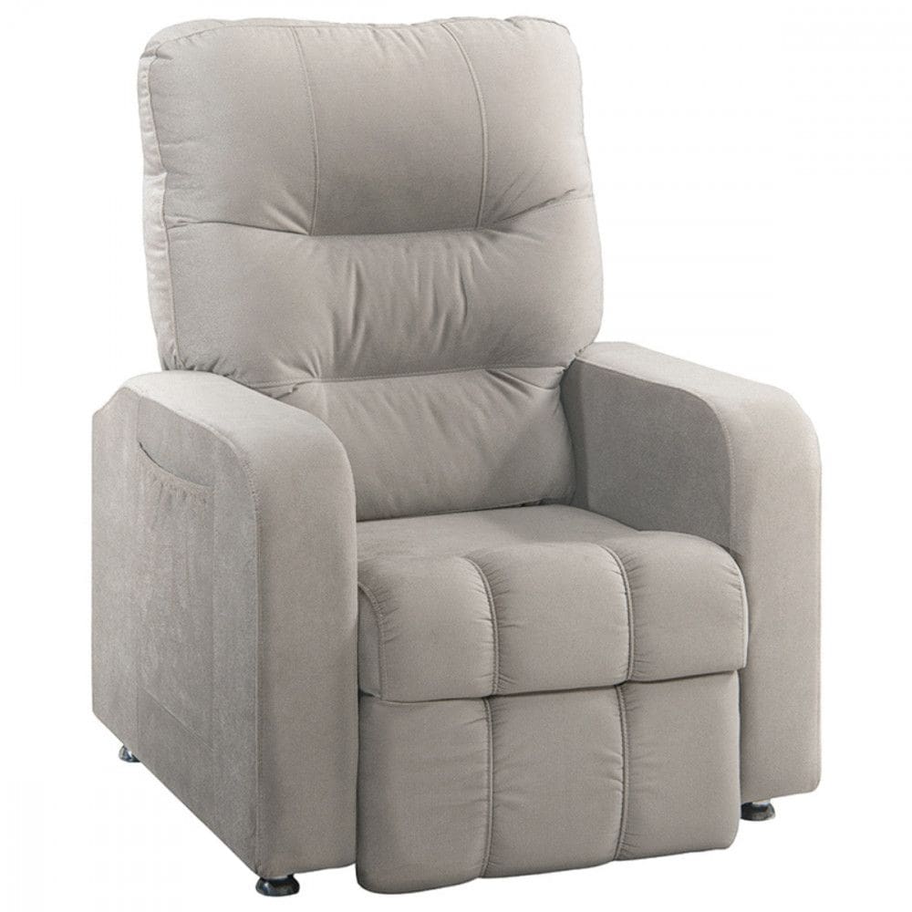 Poltrona Do Papai Reclinável Maldivas Tecido Veludo Marfim