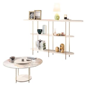 Aparador Infinity E Mesa De Centro Sky Com Tampo De Vidro Off White - Hb Móveis
