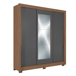 Guarda-Roupa Casal 204cm 3 Portas de Correr 9 Gavetas Com Espelho Arnaut Estilo MM