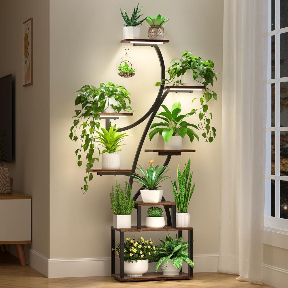 Plant Stand Uneedem 8 camadas com luz de cultivo de 62 cm para ambientes internos