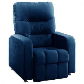 Poltrona Reclinavel Do Papai Maldivas Tecido Suede Azul