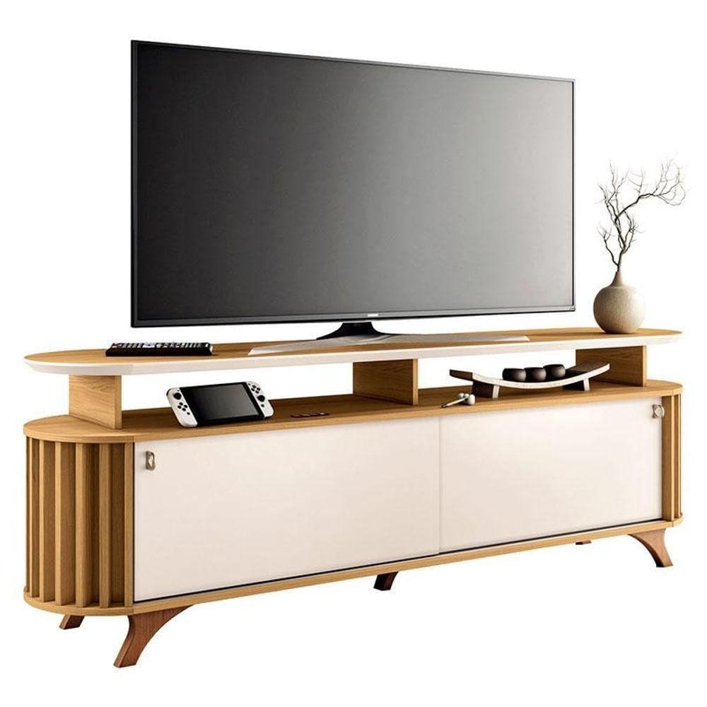 Rack Bancada Para Sala Alba Cinamomo Off White - Hb Móveis