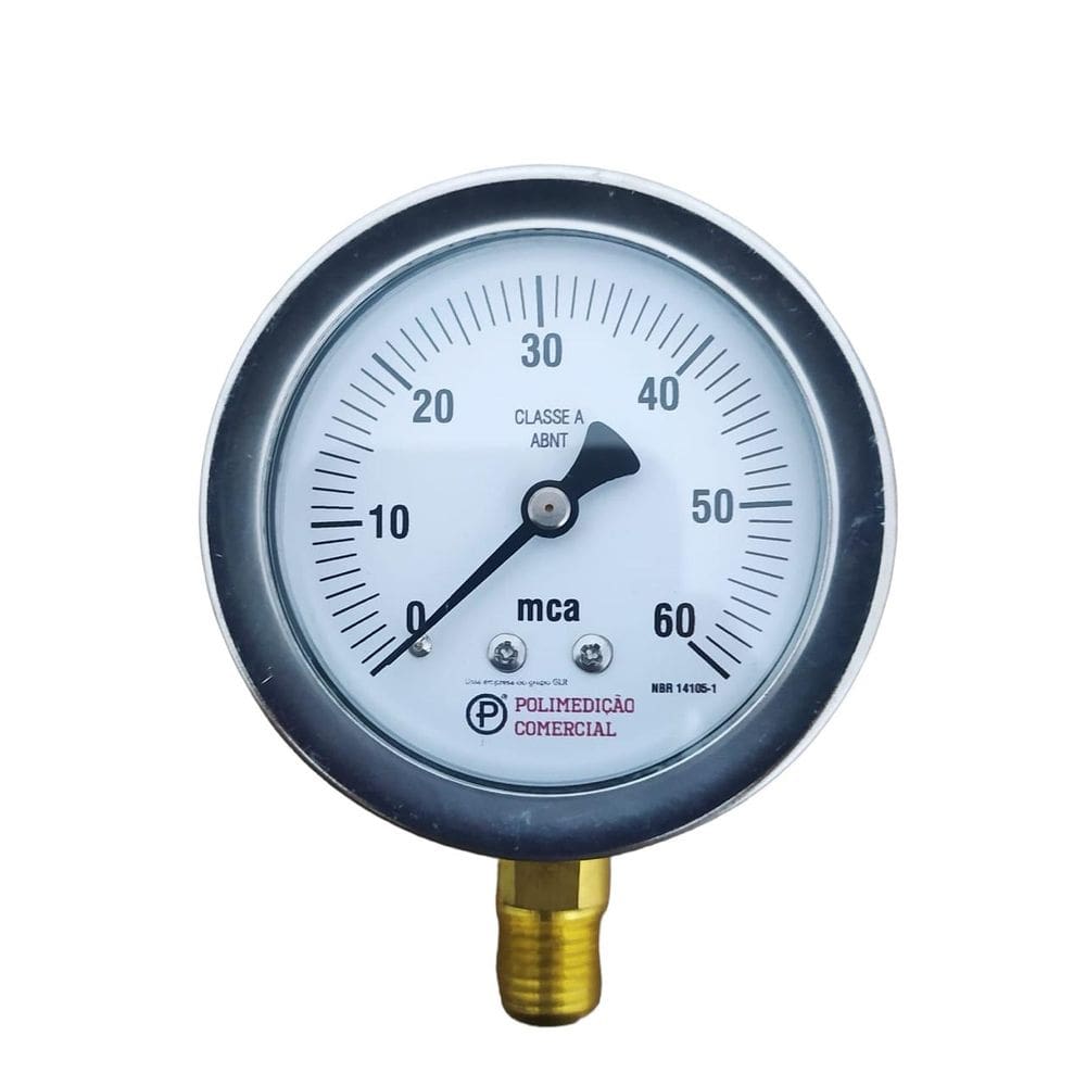 Manômetro 0-60 Mca Visor 63 Mm Rosca 1/4 Npt Com Glicerina