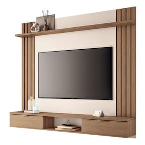 Painel Para Home Suspenso Solus Castanho Off White - Hb Móveis