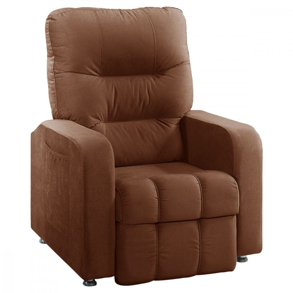Poltrona Reclinavel Do Papai Maldivas Tecido Suede Terracota