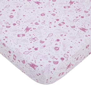 Lençol de berço NoJo Disney Princess Dare to Dream rosa e branco