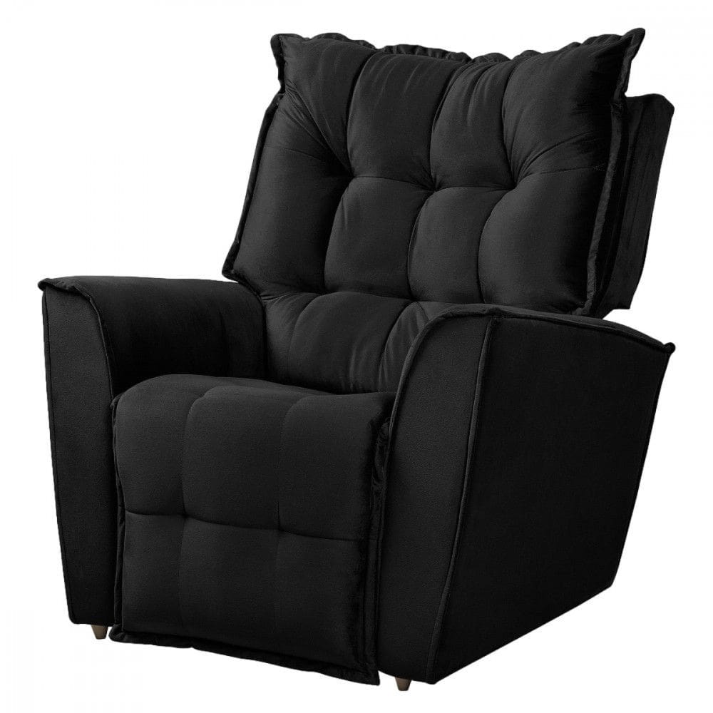 Poltrona Reclinavel Do Papai King Tecido Veludo Preto