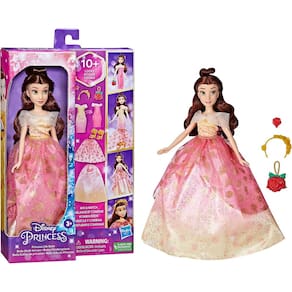 Boneca fashion Disney Princess Life Belle com 10 roupas