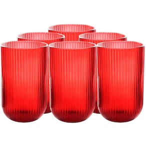 Jogo com 6 Copos de Vidro Versalhes Vermelho 460ml