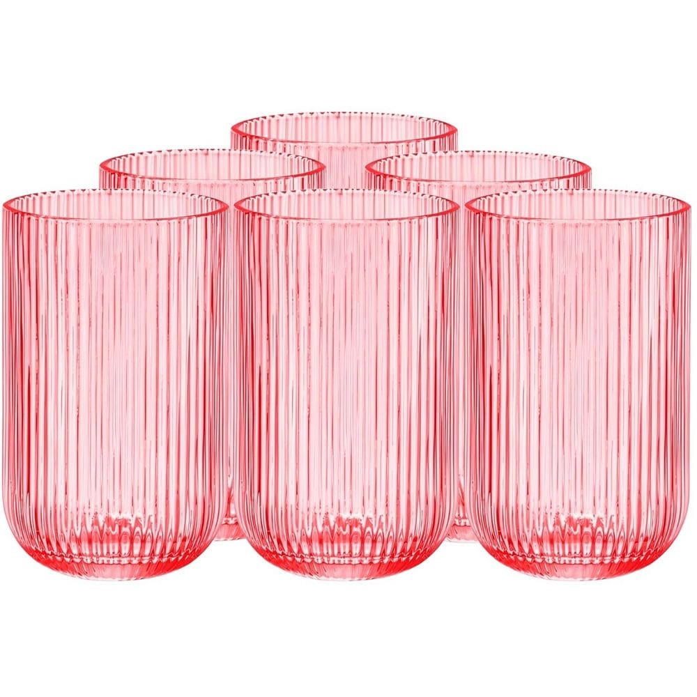 Jogo com 6 Copos de Vidro Versalhes Rosa 460ml