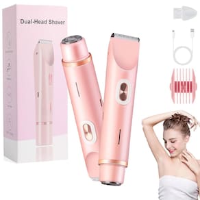 Barbeador elétrico Glow Aura 2 em 1 para depilação úmida e seca rosa