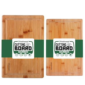 Tábua de cortar Freshware Bamboo com Juice Groove [Conjunto de 2]