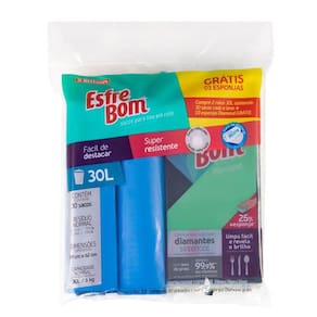 Kit 2 Rolos De Sacos Para Lixo 30l E 3 Esponjas Diamond Esfrebom