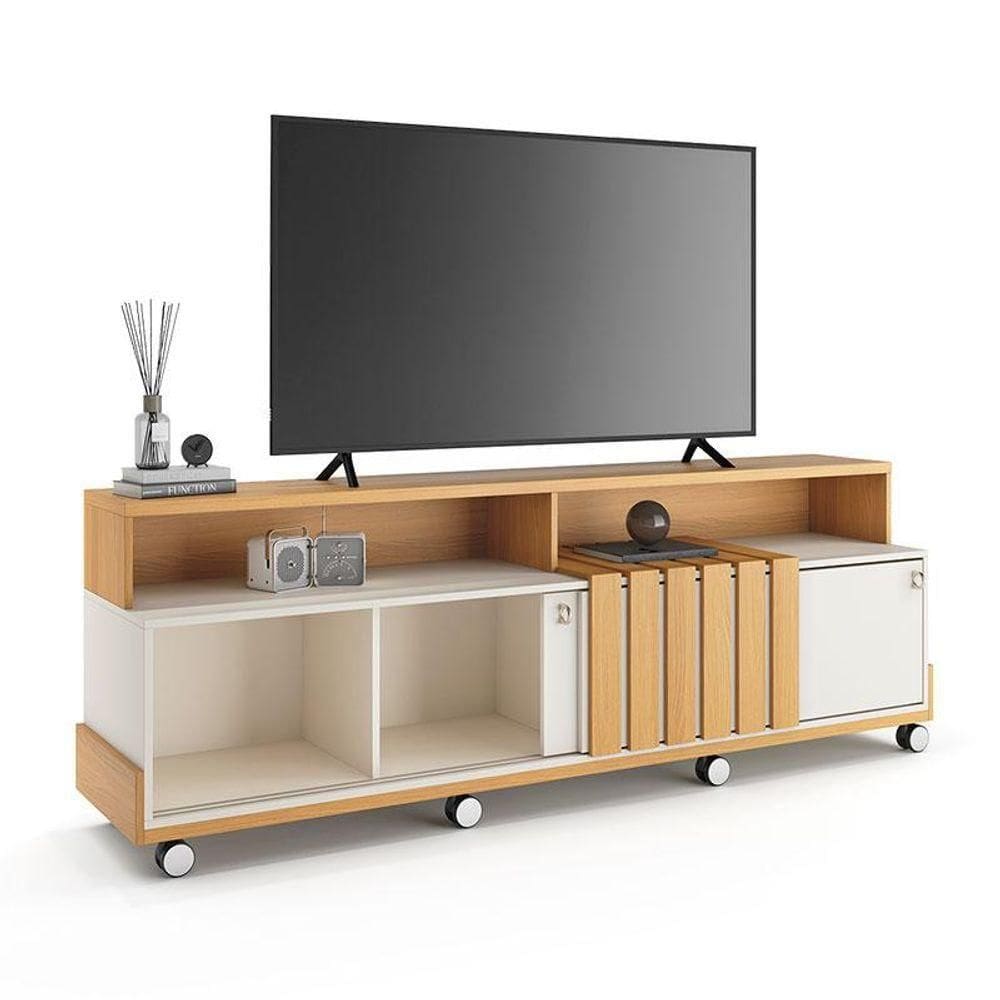 Rack Bancada Para Sala Graci Cinamomo Off White - Hb Móveis
