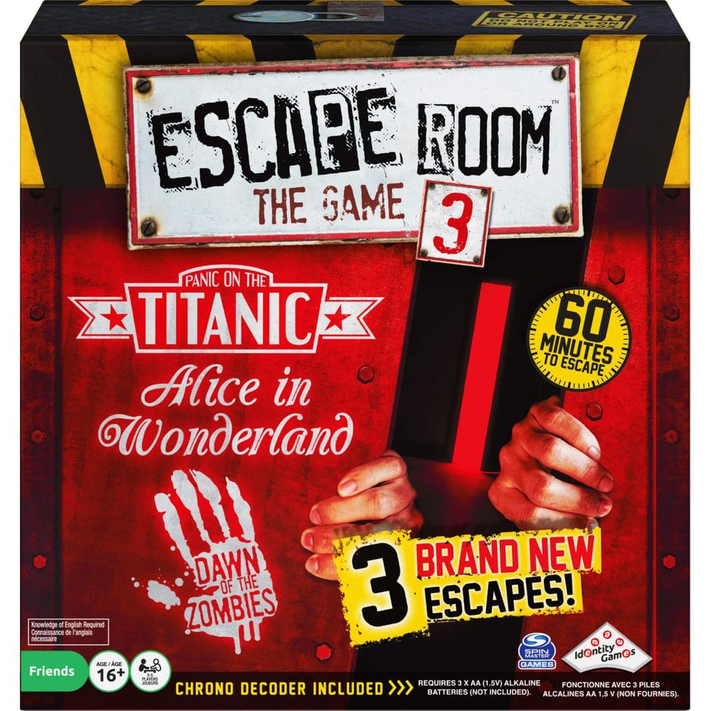 Jogo de tabuleiro Spin Master Escape Room versão 3 para maiores de 16 anos