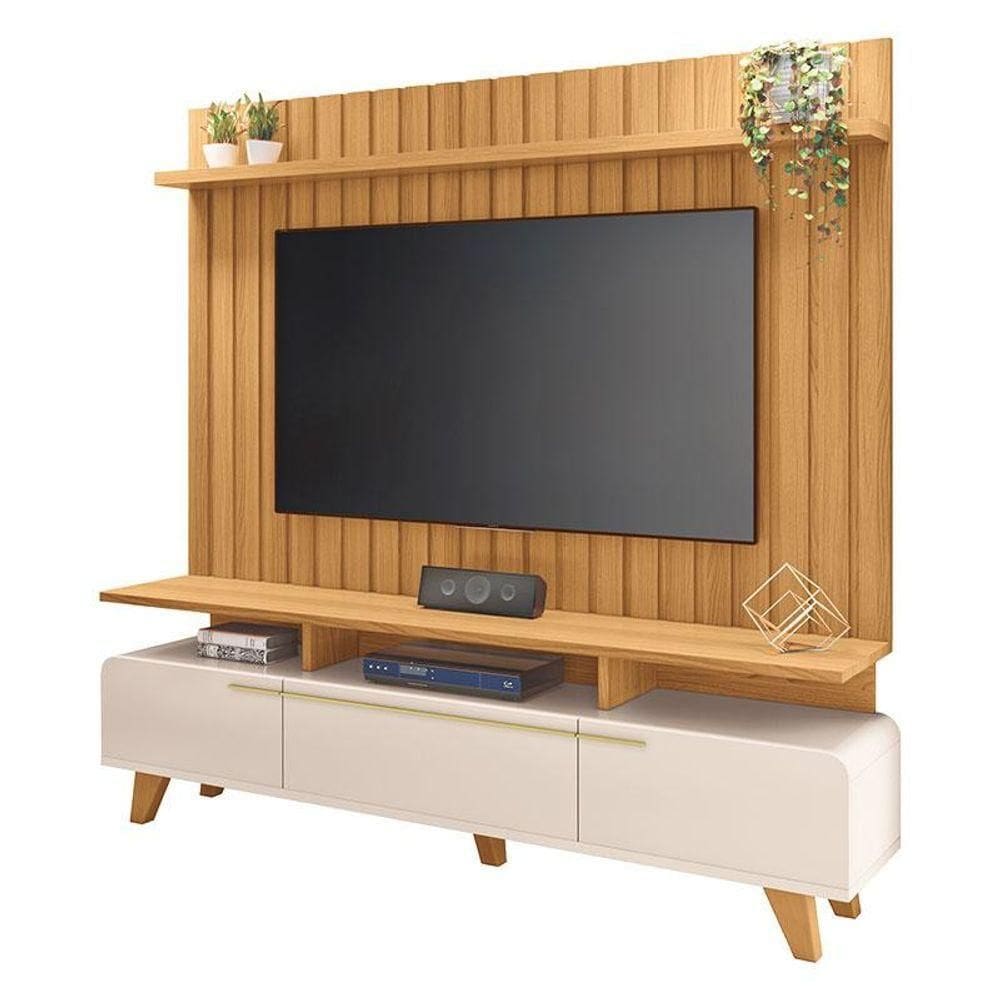 Rack Bancada Essenza E Painel Link Off White Cinamomo - Hb Móveis