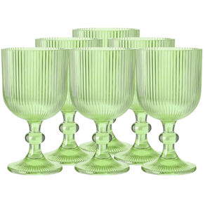 Jogo com 6 Taças Versalhes de Vidro Verde de Agua ou Suco 390ml