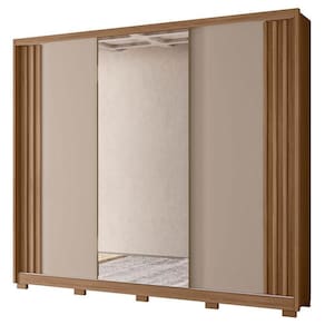 Guarda Roupa Casal Arizona 3 Portas Carvalho Fendi Com Espelho - Moval