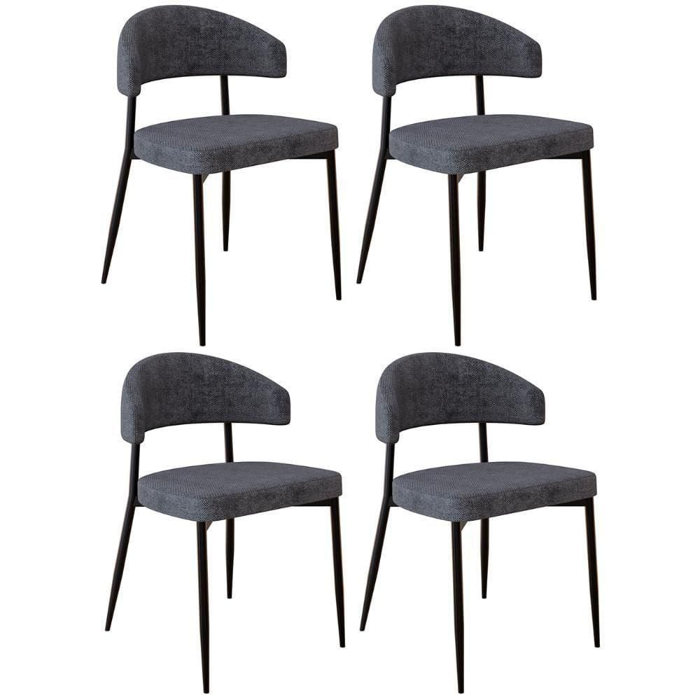 Cadeira De Jantar Estofada Kit 4 Chloe M25 Linho Lautrec Grafite - Mpozenato