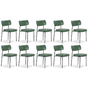 Cadeira De Jantar Estofada Kit 10 Milli A14 Sintético Verde Musgo - Mpozenato