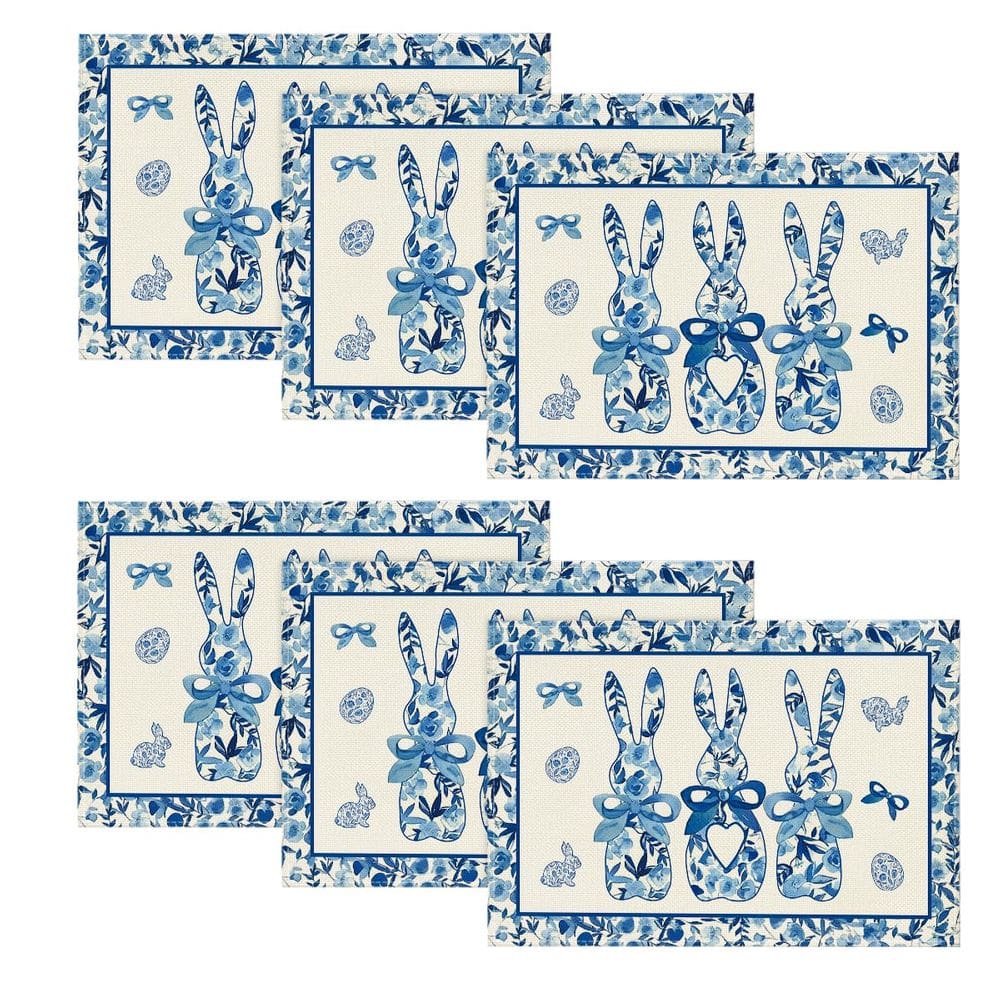 Tapetes americanos Artoid Mode Porcelain Bunny Rabbit Easter x6