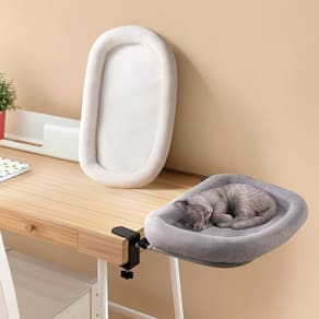 Cama de mesa Cat SoakSea dobrável com pele sintética substituível cinza