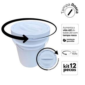 Balde Para Guardar Brinquedos 20L E Tampa Rosca - Kit 12 Pçs