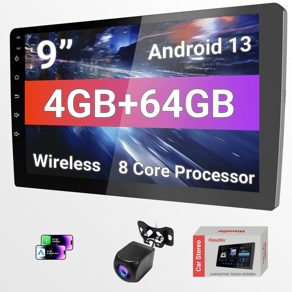 [Estéreo automotivo] Tela sensível ao toque HD Haudio Android 13 de 9 polegadas 720P