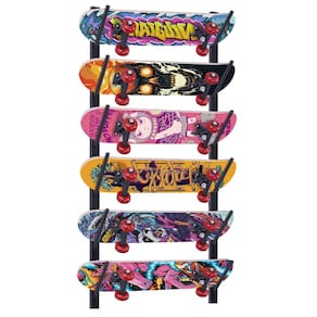 Rack de snowboard Tongyuyan, suporte de parede para skate de 6 camadas, preto