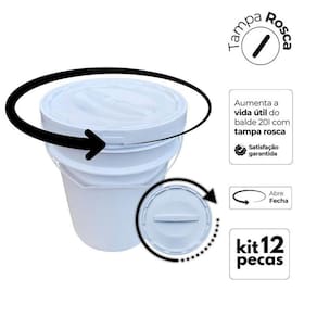 Pote Para Ração De Gato 20 Litros Tampa Rosca-Kit 12 Pçs