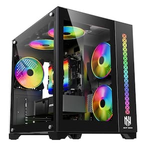 Gabinete Gamer New Hero Majesty, RGB, Mid Tower, Vidro Temperado, Sem Fonte, Sem Fan, Preto