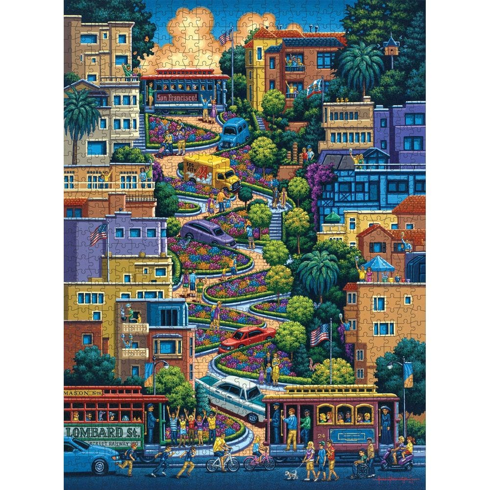Quebra-cabeça Buffalo Games Eric Dowdle Lombard Street 1000 unidades