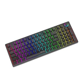 Teclado Mecânico Gamer New Hero Warlock, Rainbow, Switch Blue, USB, Preto