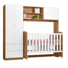 Berço Amore com Conjugado Ternura Nature/branco Conjunto Prático e Elegante P Bebê - Peternella