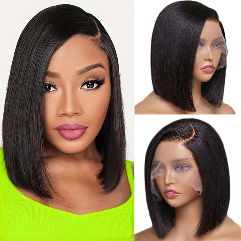Peruca TIRALI Short Bob 30 cm, cabelo humano, 180 densidade, renda frontal