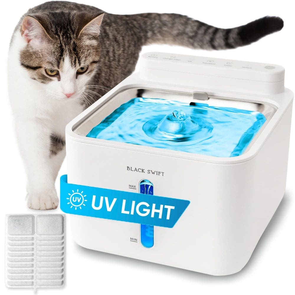 Fonte de água BLACK SWIFT UV Cat em aço inoxidável 3.2L