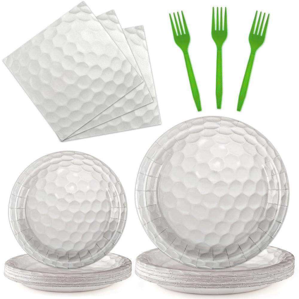 Decorações de festa Golf Miucat serve 24 pessoas com pratos e guardanapos