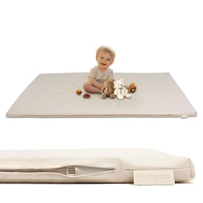 Tapete de brincar para bebês Funyoo acolchoado 120 x 120 cm com couro vegano macio