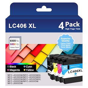 Cartuchos de tinta YQSLPBM LC406 LC406XL para impressora Brother