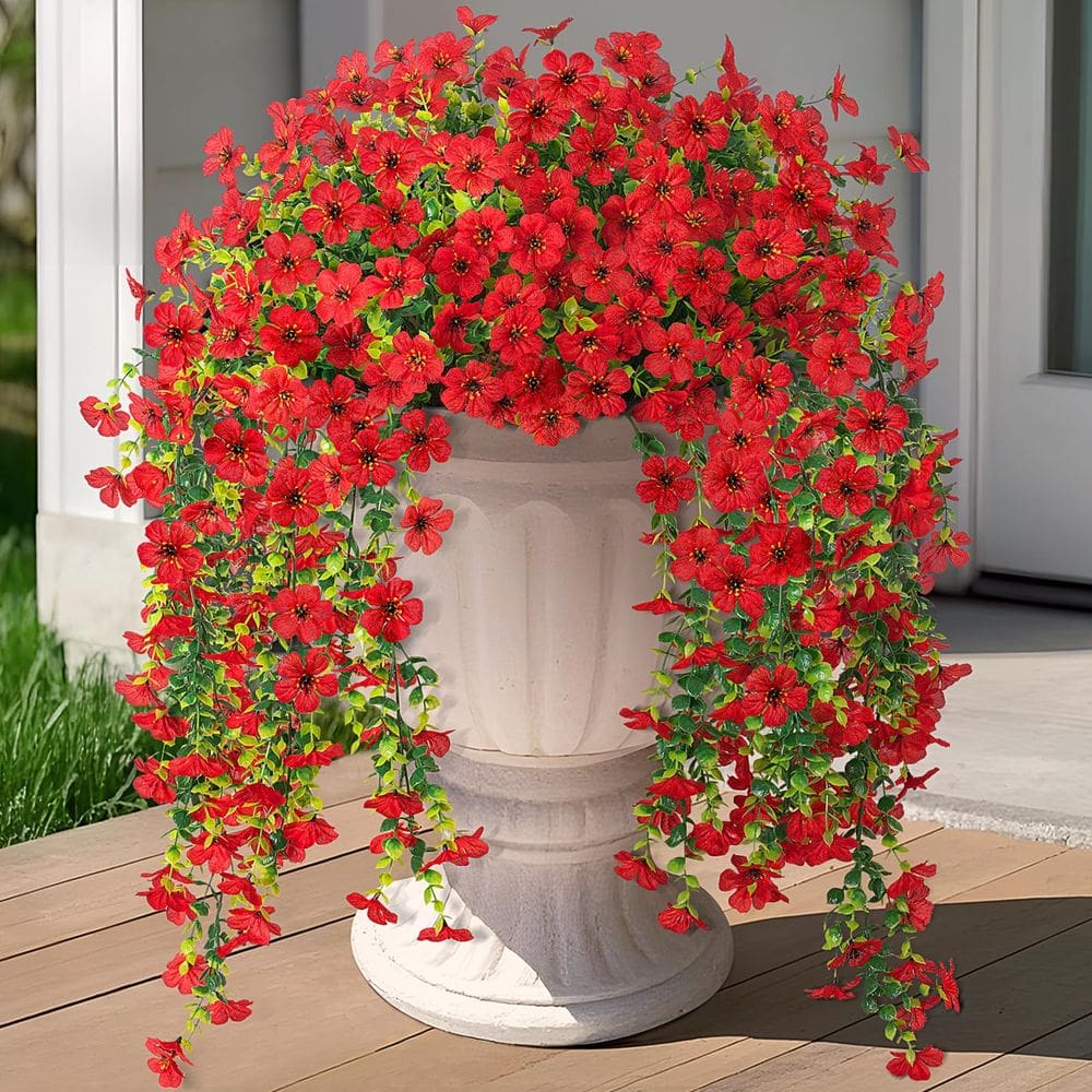 Plantas artificiais suspensas Hrobek Faux Mums Flowers, 2 unidades